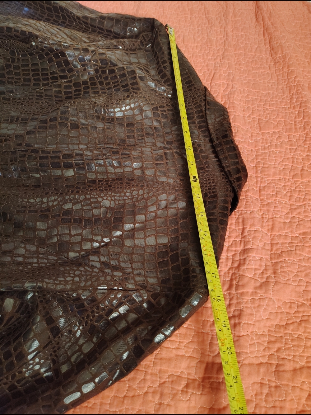 Selene Sport Brown Croc-Embossed Faux Leather Jacket - Picture 10 of 11